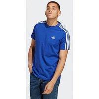 Adidas Sportswear Mens Essentials 3 Stripe Short Sleeve T-Shirt - Blue