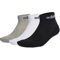 Adidas Sportswear Unisex 3 Pack Cushioned Linear Ankle Socks - White/Grey