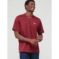 Adidas Neck Logo Short Sleeve T-Shirt - Red