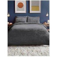 Silentnight Teddy Fleece Duvet Cover Set - Charcoal