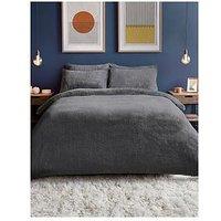 Silentnight Teddy Fleece Duvet Cover Set - Charcoal