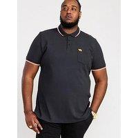 D555 Kirby Two Colour Tipping Pique Polo Shirt - Black