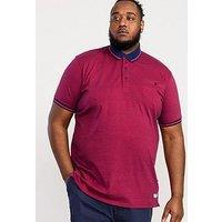D555 Wigborough Fine Stripe Chest Pocket Jersey Polo Shirt - Red