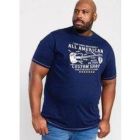 D555 Bronte All American Guitar Printed T-Shirt - Navy