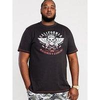 D555 Charles California Rebel Skull Printed T-Shirt - Black