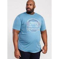 D555 Woodhall Official Vw Camper Van Printed T-Shirt - Blue