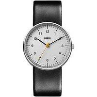 Braun Bn0021Gents Qa Stainless Steel Black Leather Strap Watch