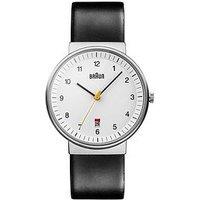 Braun Gents Qa Stainless Steel Case White Dial Black Leather Strap Watch