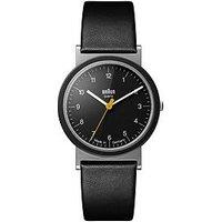 Braun Unisex Aw10 Qa Stainless Steel Case Sl Dial Black Leather Strap Watch