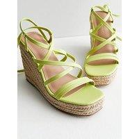 New Look Green Strappy Espadrille Wedge Sandals