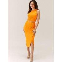 Michelle Keegan Ruched Tie Detail Co Ord Skirt - Orange