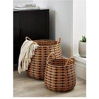 Very Home Set Of 2 Black/Natural Round Basket