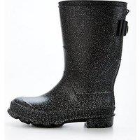 The Very Collection Girls Glitter Pull-On Wellies - Black