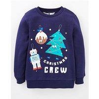 Mini V By Very Boys Christmas Crew Xmas Sweat - Navy