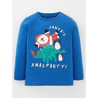 Mini V By Very Boys Santa'S Christmas Party T-Shirt -Blue