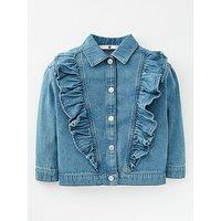 Mini V By Very Girls Denim Frill Shoulder Jacket - Blue