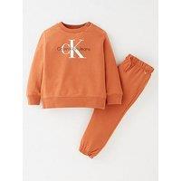 Calvin Klein Jeans Baby Monogram Sweatshirt Jog Set - Brown