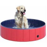 Pawhut Foldable Pet Swimming Pool - Red (120Cm Diameter)