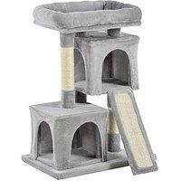 Pawhut Cats 3-Tier Sisal Rope Leisure Tree - Light Grey