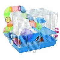 Pawhut Hamster Cage Carrier Small Animal House With Exercise Wheels Tunnel Tube