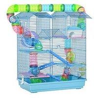 Pawhut Hamster Metal 5-Tier Cage With Tunnels - Blue