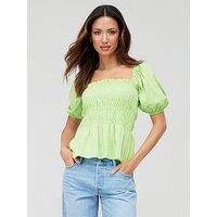 V By Very Shirred Detail Puff Sleeve Top