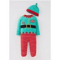 Mini V By Very Unisex Elf Sleepsuit And Hat Set - Green