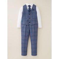 Eve And Milo Children'S Check Trouser, Waistcoat And Shirt Suit - Navy
