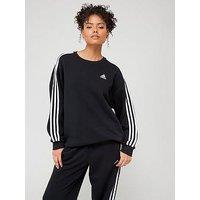 Adidas Sportswear Womens 3 Stripe Oversized Crew Sweat - Black/White