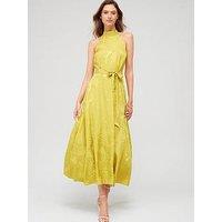 V By Very Jacquard Midaxi Dress - Yellow