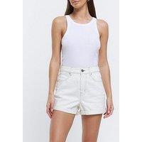 River Island Rolled Hem Mom Short - Ecru