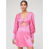 Something New Long Sleeve Twist Mini Dress - Pink