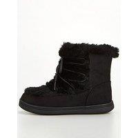 V By Very Girls Faux Fur Boot - Black
