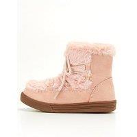 V By Very Girls Faux Fur Boot - Pink