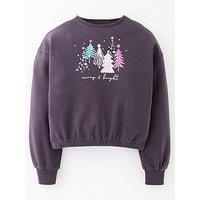 V By Very Girls Christmas Tree Sweatshirt - Dark Grey
