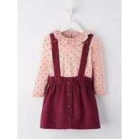 Mini V By Very Girls Pink Cord Pinny Dress And Top