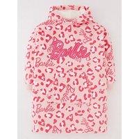Barbie Kids Mini Me Animal Print Fleece Hooded Blanket - Pink