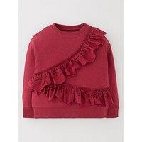 Mini V By Very Girls Burgundy Broderie Frill Sweater