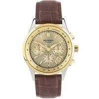 Sekonda Mens Brown Leather Strap Chronograph Watch