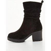 The Very Collection Block Heel Slouch Calf Boot - Black