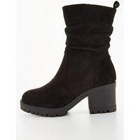 Everyday Wide Fit Block Heel Slouch Calf Boot - Black