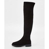 Everyday Over The Knee Stretch Back Boot - Black