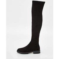 Everyday Wide Fit Over The Knee Stretch Back Boot - Black