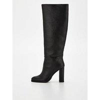 V By Very Block Heel Straight Leg Knee Boot - Black