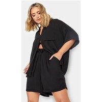Yours Crinkle Shorts Co-Ord Black