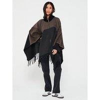 V By Very Colour Block High Neck Poncho - Brown