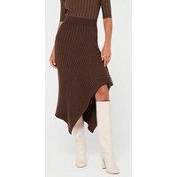 Calvin Klein Asymmetric Knitted Midi Skirt - Brown