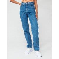 Calvin Klein Jeans High Rise Straight Leg Jean - Blue