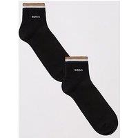 Boss 2 Pack Corporate Stripe Short Crew Socks-Black