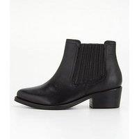 V By Very Wide Fit Leather Low Heel Ankle Boot - Black